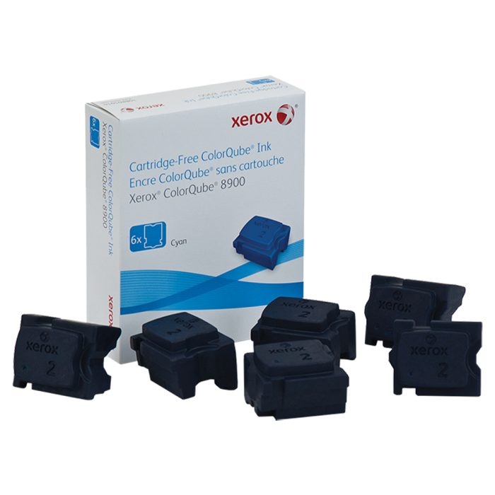 Kit Bastão de Cera com 6 unidades, Ciano, para Xerox 8900,108r01022 - Xerox