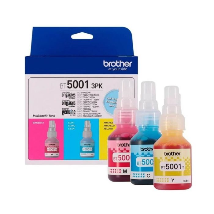 Kit Refil de Tintas Coloridas com 3 Unidades, Ciano, Amarela, Magenta - BT50013PK - Brother