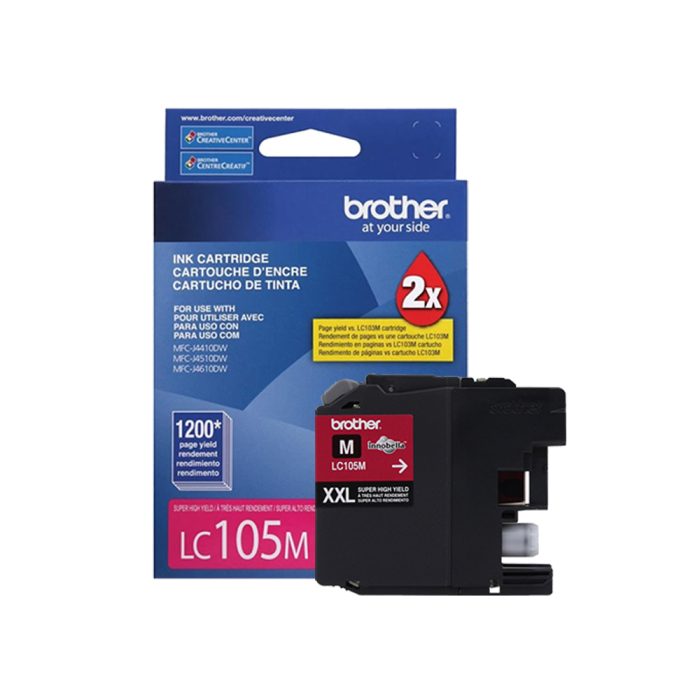 Cartucho de Tinta de Alto Rendimento, até 1.200 páginas, Magenta LC105M - Brother
