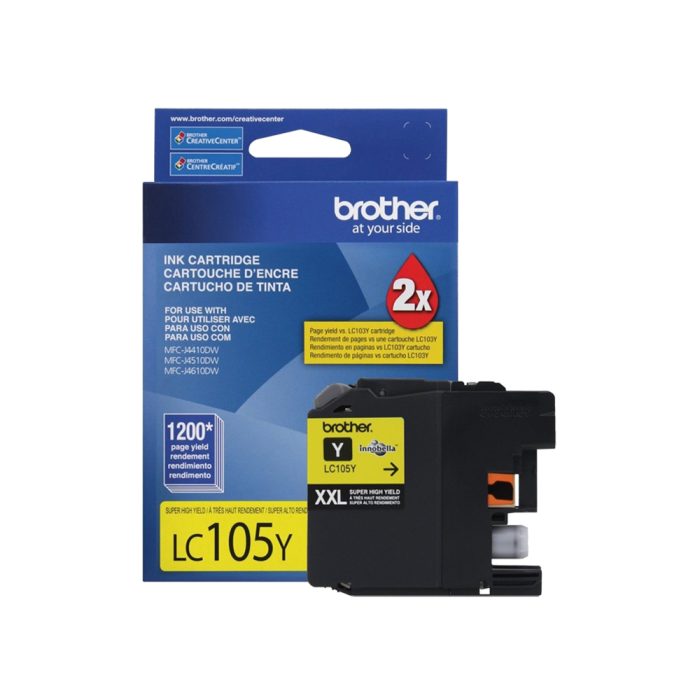 Cartucho Tinta de Alto Rendimento, até 1.200 páginas, Amarelo, LC105Y - Brother
