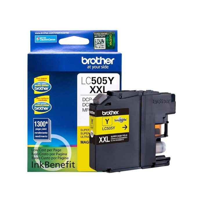 Cartucho de Tinta de Alto Rendimento, até 1.300 páginas, Amarelo, LC505Y - Brother
