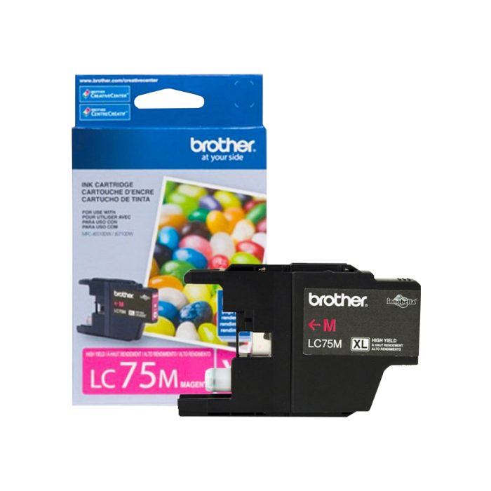 Cartucho de Tinta de Rendimento padrão de até 600 páginas, Magenta, LC75M - Brother