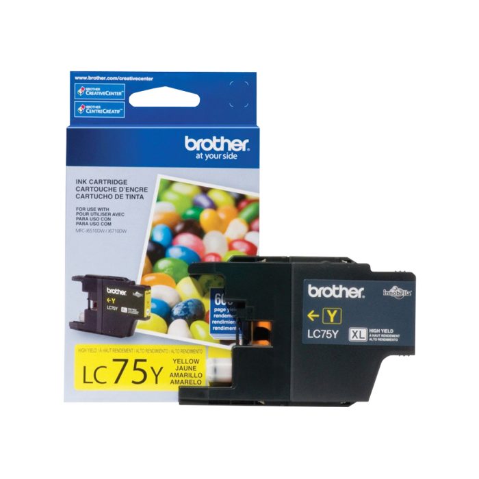 Cartucho de Tinta de Rendimento Padrão, até 600 páginas, Amarelo, LC75Y - Brother