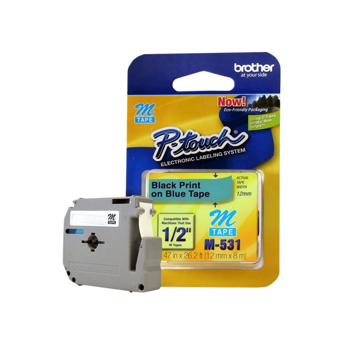 Fita para Rotuladora, 12mm, Azul, Escrita Preto - Brother