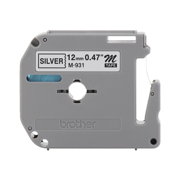 Fita para Rotulador, 12mm, Prata, Escrita Preto, M931- Brother
