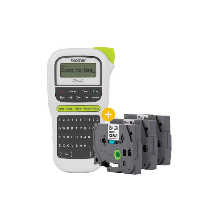Rotulador Eletrônico com 3 unidades de Fitas, PTH110 + 3 Fitas Tze231 - Brother