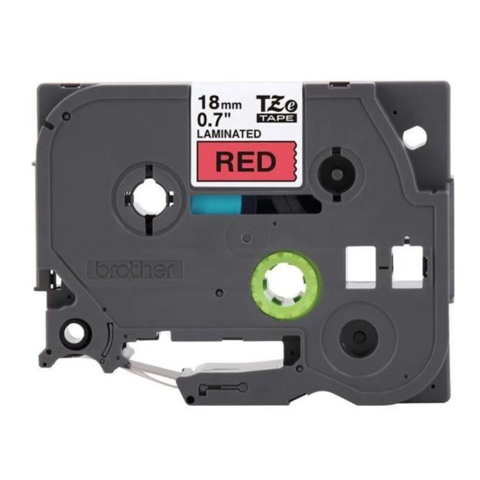 Fita Laminada para Rotulador Eletrônico, 18mm, Vermelho, Escrita Preta, TZE441 - Brother
