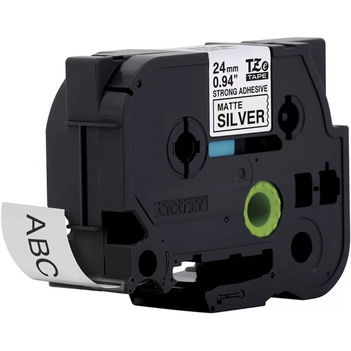 Fita para Rotulador Eletrônico, Ecológico Industrial, 24mm, Prata Fosco, Escrita Preta, TZES951 - Brother