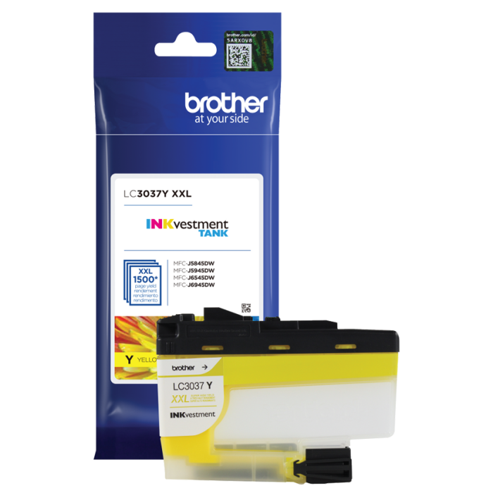 Cartucho de Tinta de Alto Rendimento, até 1.500 páginas, Amarelo, 8ML, MFCJ6545DW, LC3037Y - Brother