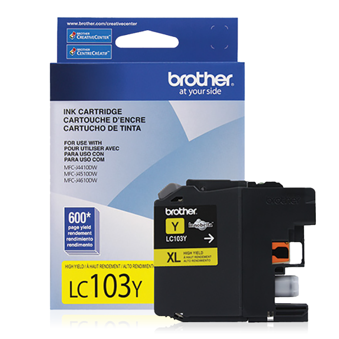 Cartucho de Tinta de Rendimento Padrão, até 600 páginas, Amarelo, Lc103y - Brother